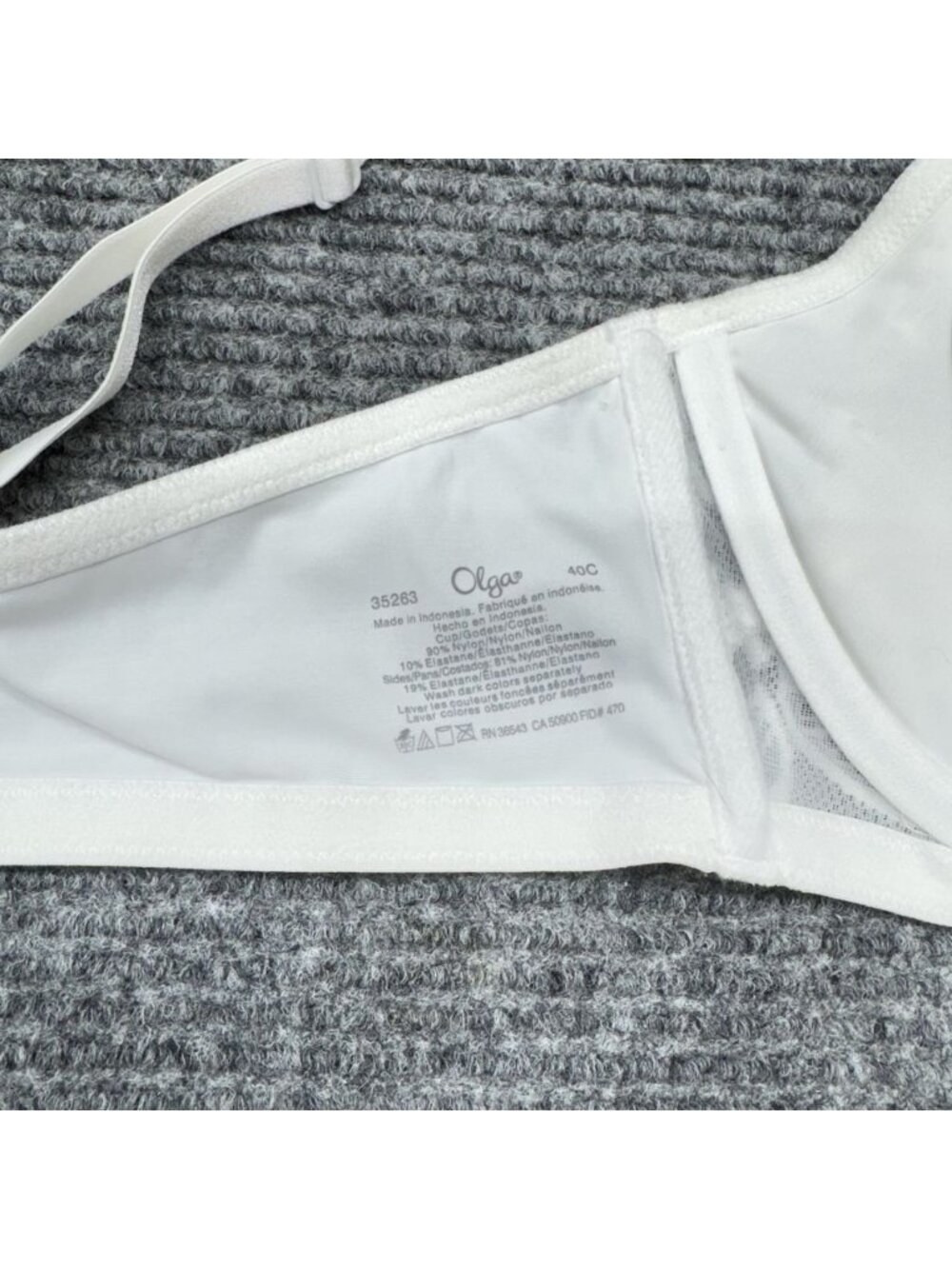 Olga Bra 40C Pretty Lace Cami Underwire Unlined White Floral Overlay 35263 - Picture 5 of 6